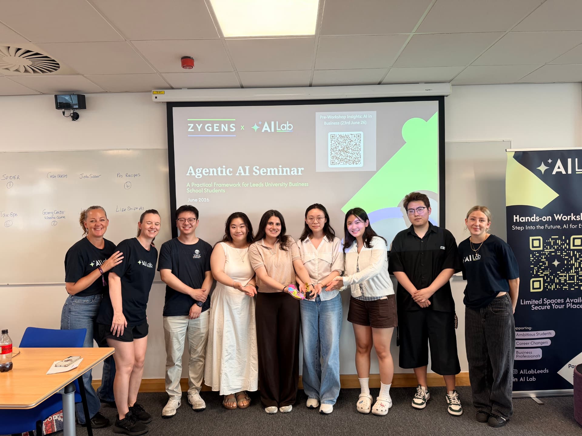 AI Lab team and students together after an Agentic AI Seminar at Leeds University Business School